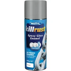 Wattyl Killrust Epoxy Gloss Enamal Aerosol Paint, Aluminium - 300g