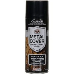 SCA Metal Cover Enamel Rust Paint, Gloss Black - 300g