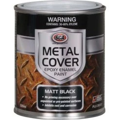 SCA Metal Cover Enamel Rust Paint Matt Black - 500mL